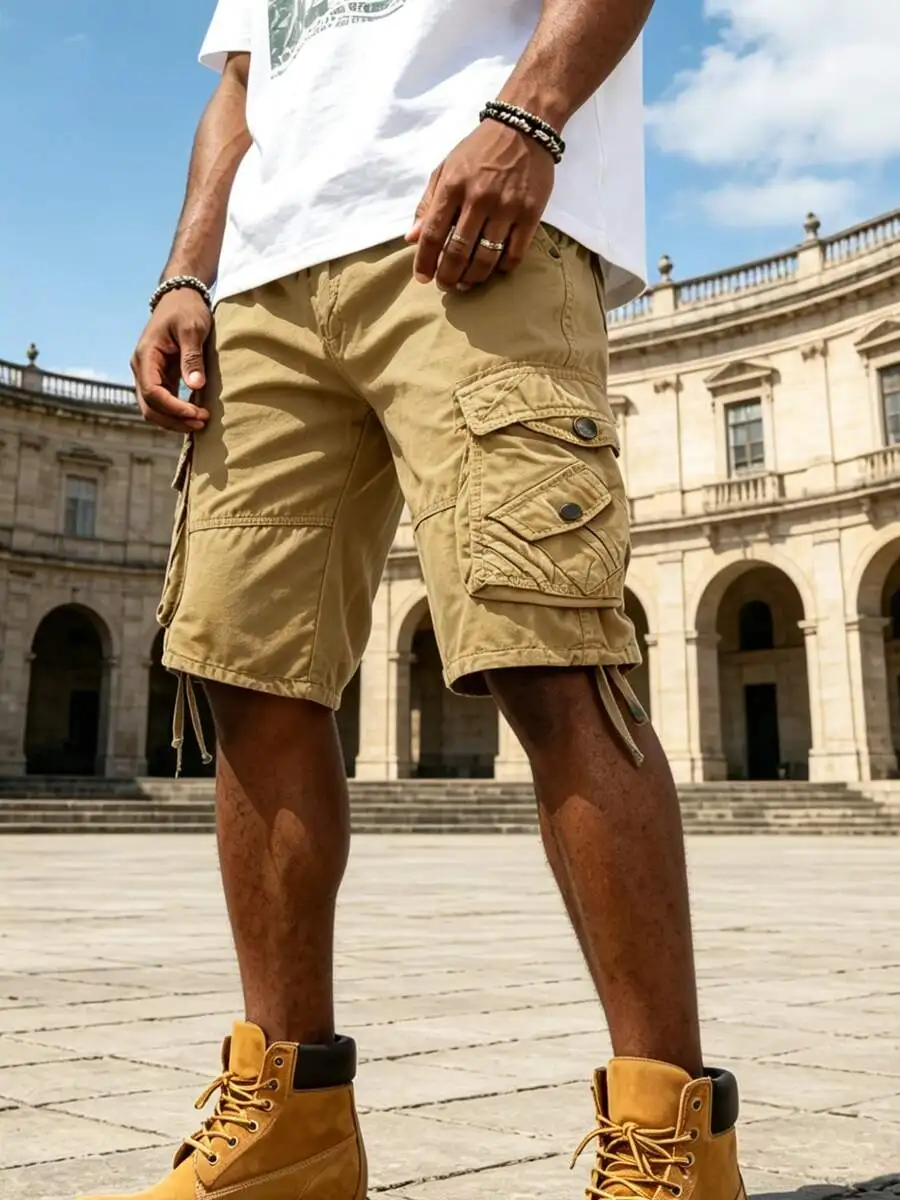 Men's Summer Cotton Washed Cargo Shorts, Multi Flap Pockets Large Capacity Breathable Casual Regular Fit Tactical Utility
Men's Summer Cotton Washed Cargo Shorts, Multi Flap Pockets Large Capacity Breathable Casual Regular Fit Tactical Utility