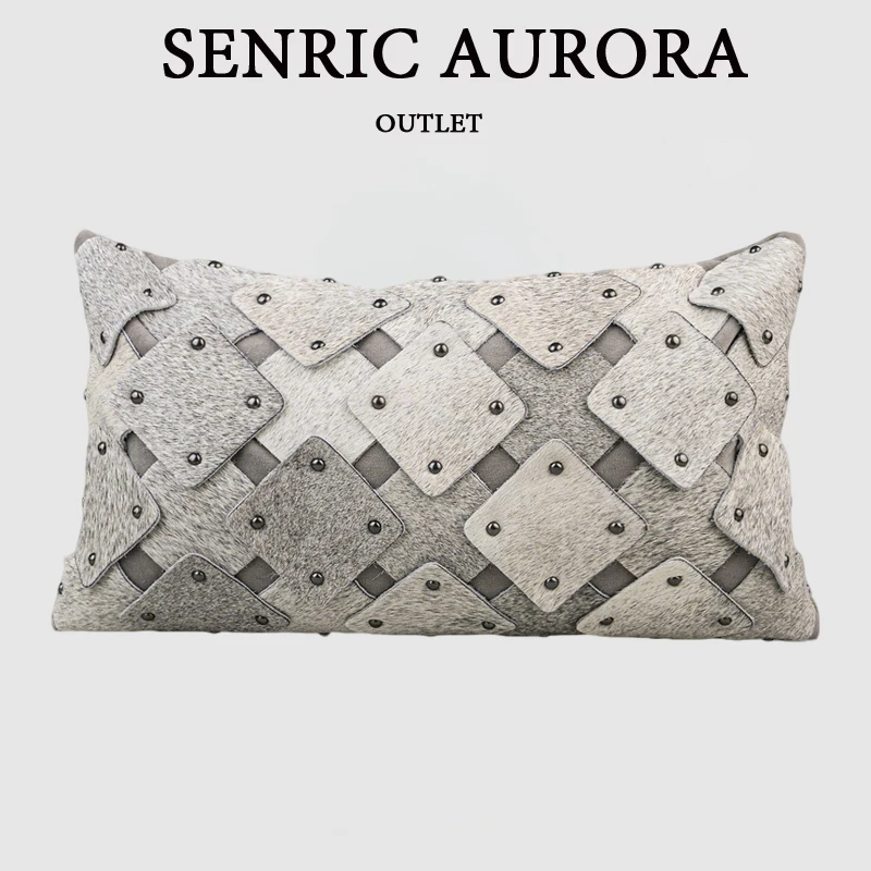 Дизайнерский роскошный чехол для подушки 30x50 см, серый натуральный воловьей кожи, конский волос, заклепки, сращенная поясная наволочка для дома, отеля, кровати, дивана
Дизайнерский роскошный чехол для подушки 30x50 см, серый натуральный воловьей кожи, конский волос, заклепки, сращенная поясная наволочка для дома, отеля, кровати, дивана