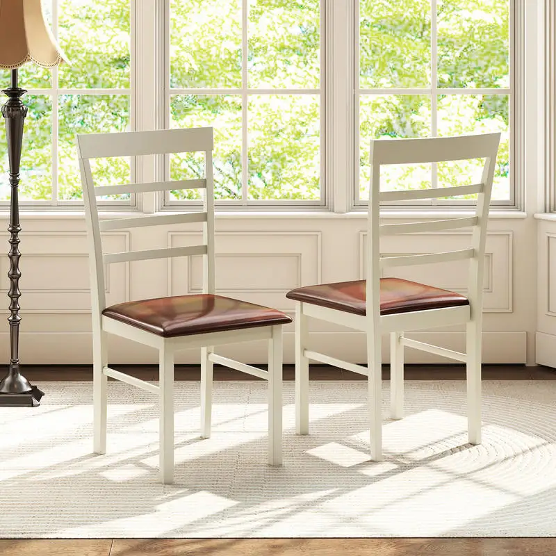 PU Leather Upholstered Armless Wooden Dining Chair Set of 2-White
PU Leather Upholstered Armless Wooden Dining Chair Set of 2-White