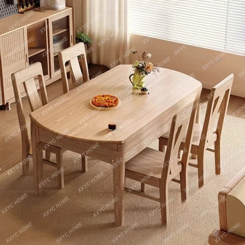 TS solid wood dining table multi-functional household folding telescopic round table modern simple dining table and chai
TS solid wood dining table multi-functional household folding telescopic round table modern simple dining table and chai