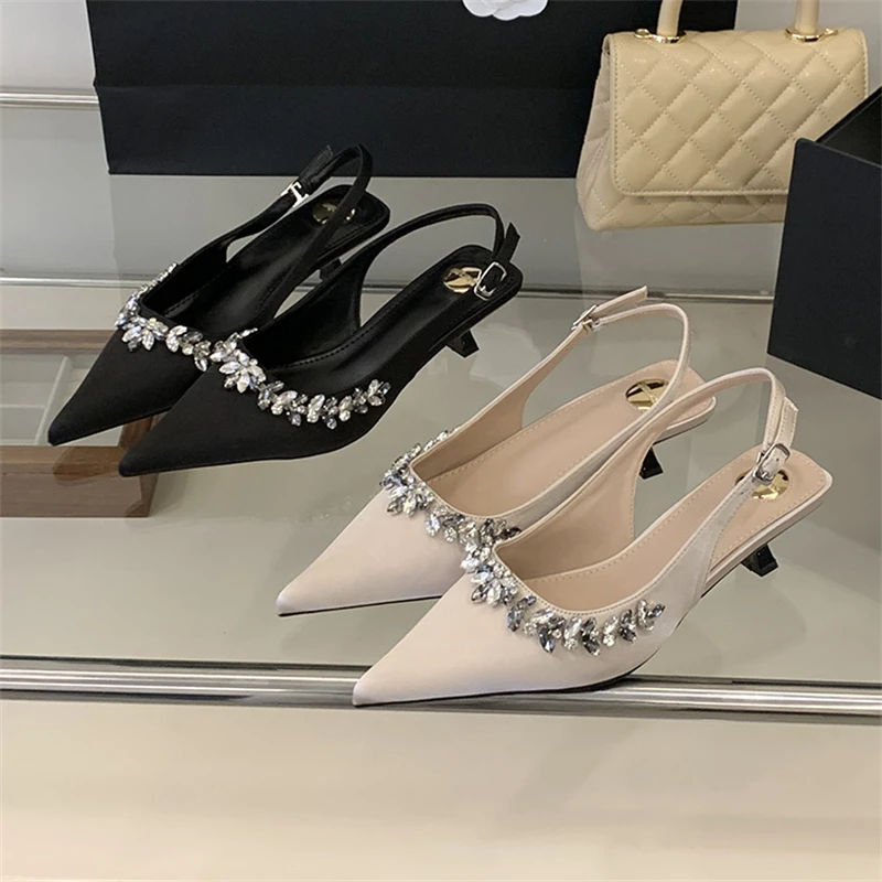 Women's Pointed Toe Rhinestone Vamp Slingback Kitten Heel Pumps Elegant Office Commute Wedding Party Footwear Drop Shipping
Women's Pointed Toe Rhinestone Vamp Slingback Kitten Heel Pumps Elegant Office Commute Wedding Party Footwear Drop Shipping