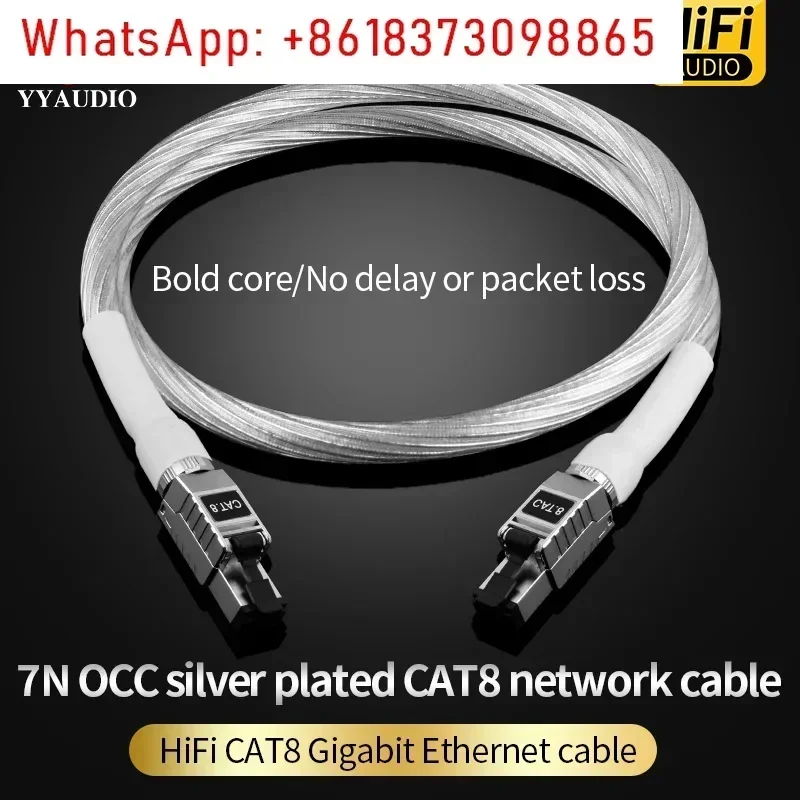 YYAUDIO CAT8 Silver Plated HiFi Audio Ethernet Cable High Speed 40Gbps 2000MHz Shielded Network Patch Cord for Laptop TV Router
YYAUDIO CAT8 Silver Plated HiFi Audio Ethernet Cable High Speed 40Gbps 2000MHz Shielded Network Patch Cord for Laptop TV Router