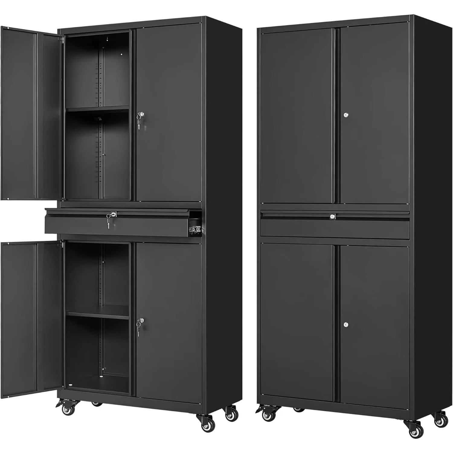 Metal garage storage cabinet with wheels, rolling tool cabinet with 4 adjustable door locks and 1 drawer (black with wheels)
Metal garage storage cabinet with wheels, rolling tool cabinet with 4 adjustable door locks and 1 drawer (black with wheels)