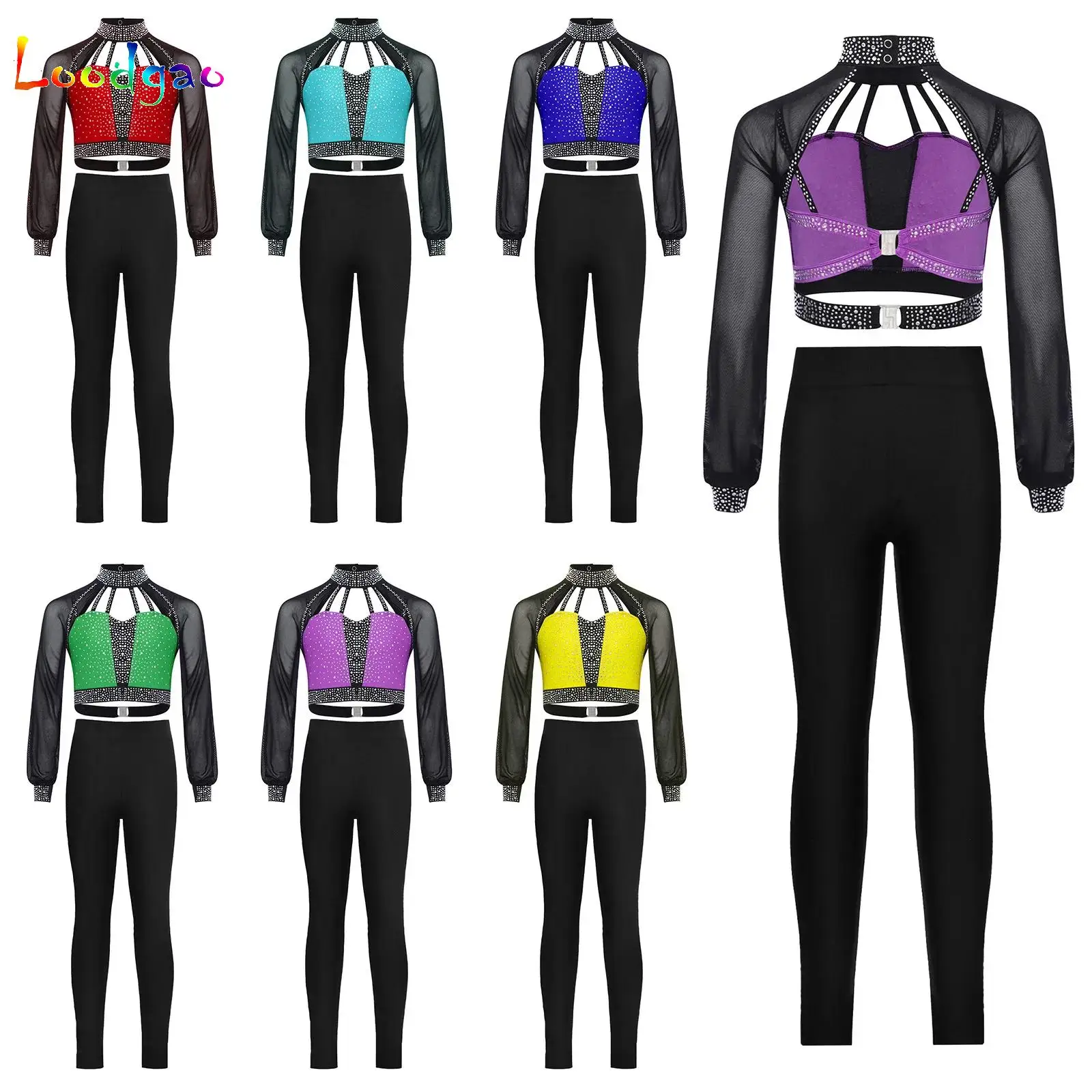Girls Gymnastics Dance Top Figure Skating Costume Sheer Mesh Long Sleeves Cutout Back Shiny Color Block Crop Tops with Leggings
Girls Gymnastics Dance Top Figure Skating Costume Sheer Mesh Long Sleeves Cutout Back Shiny Color Block Crop Tops with Leggings