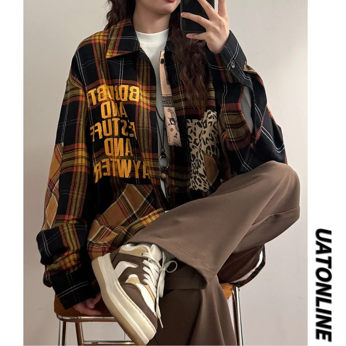 UATONLINE2025 Винтажный клетчатый дизайн Long Sve, женские модные уличные брюки для пар, свободный крой
UATONLINE2025 Винтажный клетчатый дизайн Long Sve, женские модные уличные брюки для пар, свободный крой