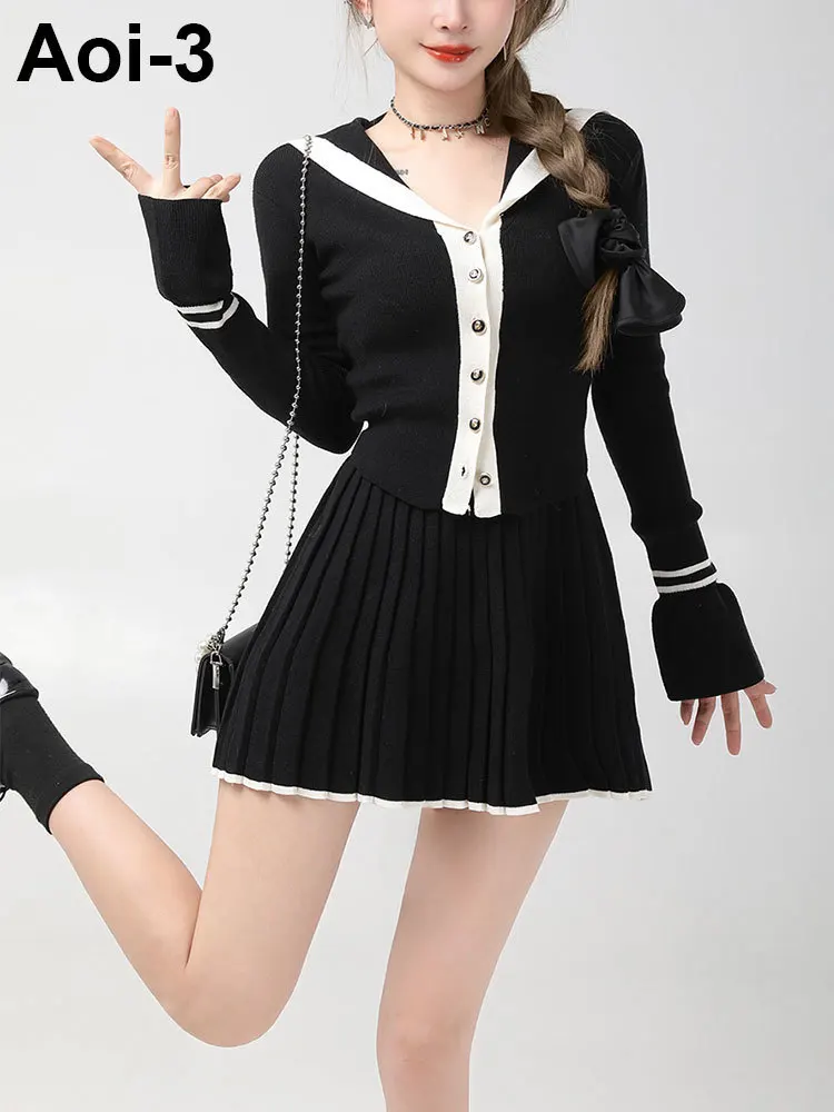 Fashion Commuter Knitted Suit Women 2023 Autumn Navy Collar Buttons Long Sleeve Tight Waist Cardigan+Pleated Skirt Two-Piece Set
Fashion Commuter Knitted Suit Women 2023 Autumn Navy Collar Buttons Long Sleeve Tight Waist Cardigan+Pleated Skirt Two-Piece Set