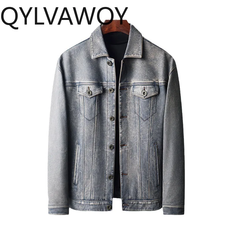 QYLVAWOY New Cowhide Jacket Real Leather Jacket Short Jackets for Man Cowboy Leather Coat Stylish Jaqueta Masculina Vintage
QYLVAWOY New Cowhide Jacket Real Leather Jacket Short Jackets for Man Cowboy Leather Coat Stylish Jaqueta Masculina Vintage