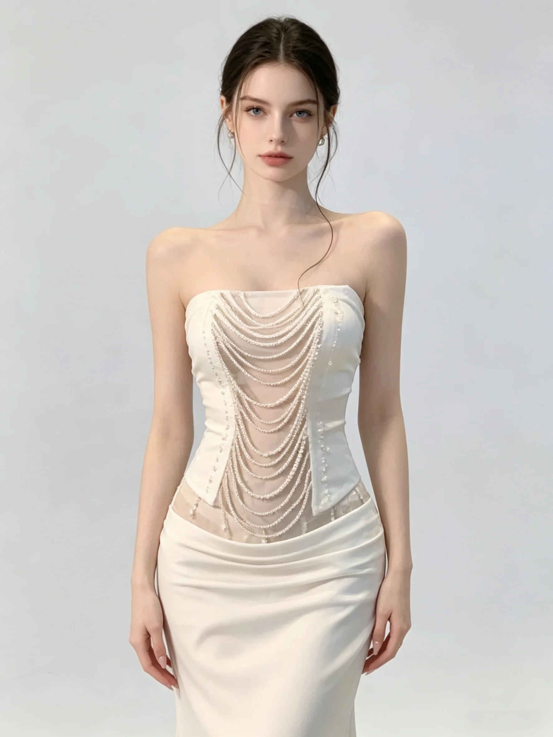 Women's Two Piece Sets 90s Vintage Sleeveless Pearls Crop Top with Long Skirt Vintage Y2k Beige Skirt Sets Outfits 2000s Clothes
Women's Two Piece Sets 90s Vintage Sleeveless Pearls Crop Top with Long Skirt Vintage Y2k Beige Skirt Sets Outfits 2000s Clothes