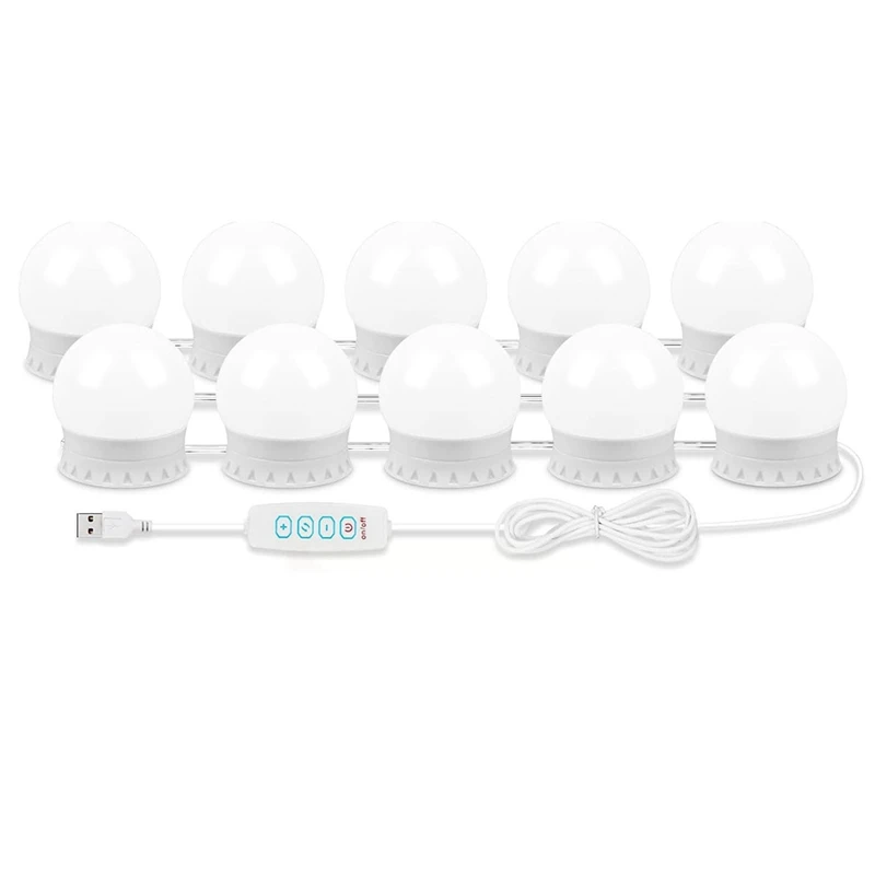 USB Cable Mirror Lights Vanity Lights Stick On With 10 Dimmable Bulbs, For Makeup Dressing
USB Cable Mirror Lights Vanity Lights Stick On With 10 Dimmable Bulbs, For Makeup Dressing