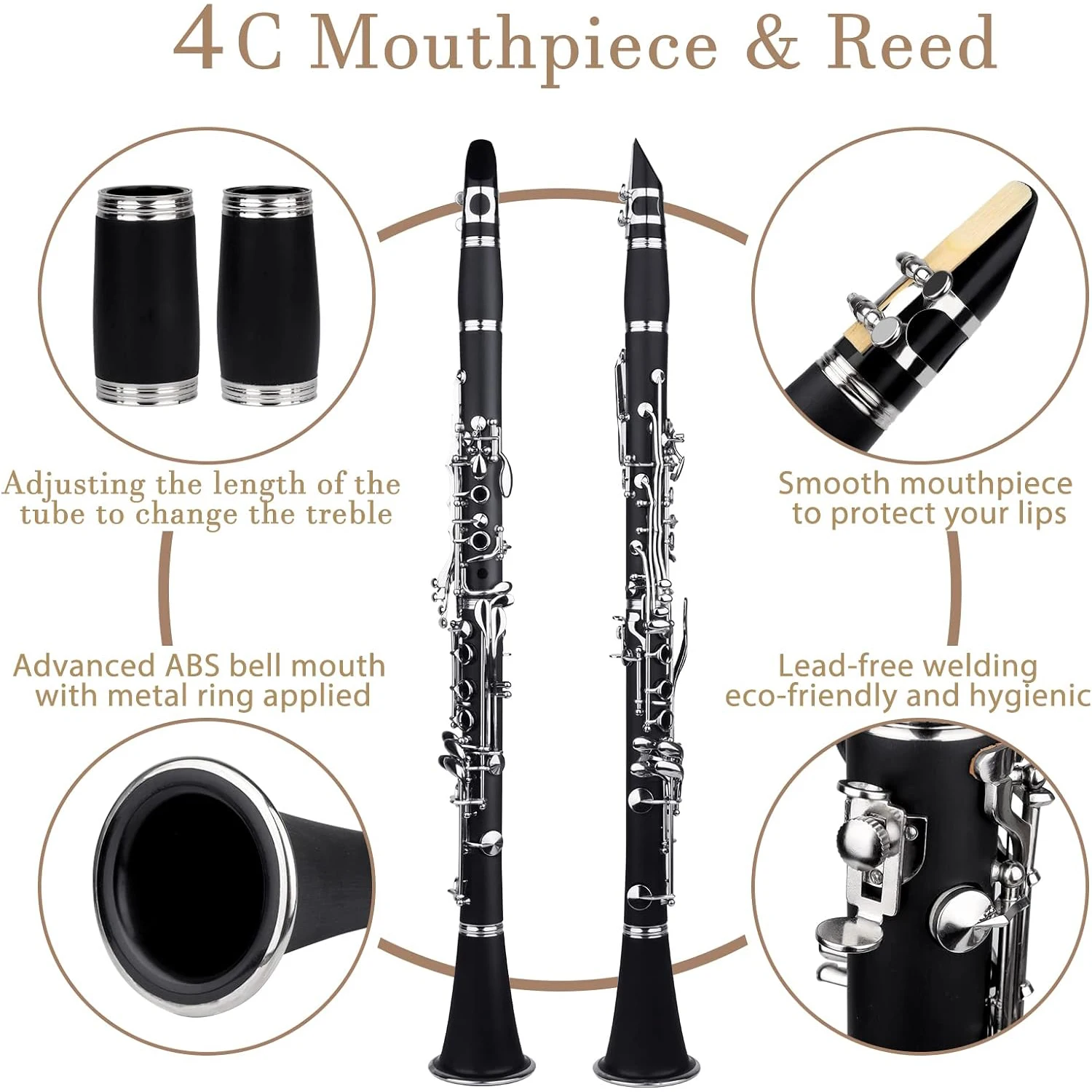 SLADE Bb Clarinet 17 Keys Bakelite Wooden Professional Woodwind Instrument Clarinette With Box Reed Musical Instrument Parts
SLADE Bb Clarinet 17 Keys Bakelite Wooden Professional Woodwind Instrument Clarinette With Box Reed Musical Instrument Parts