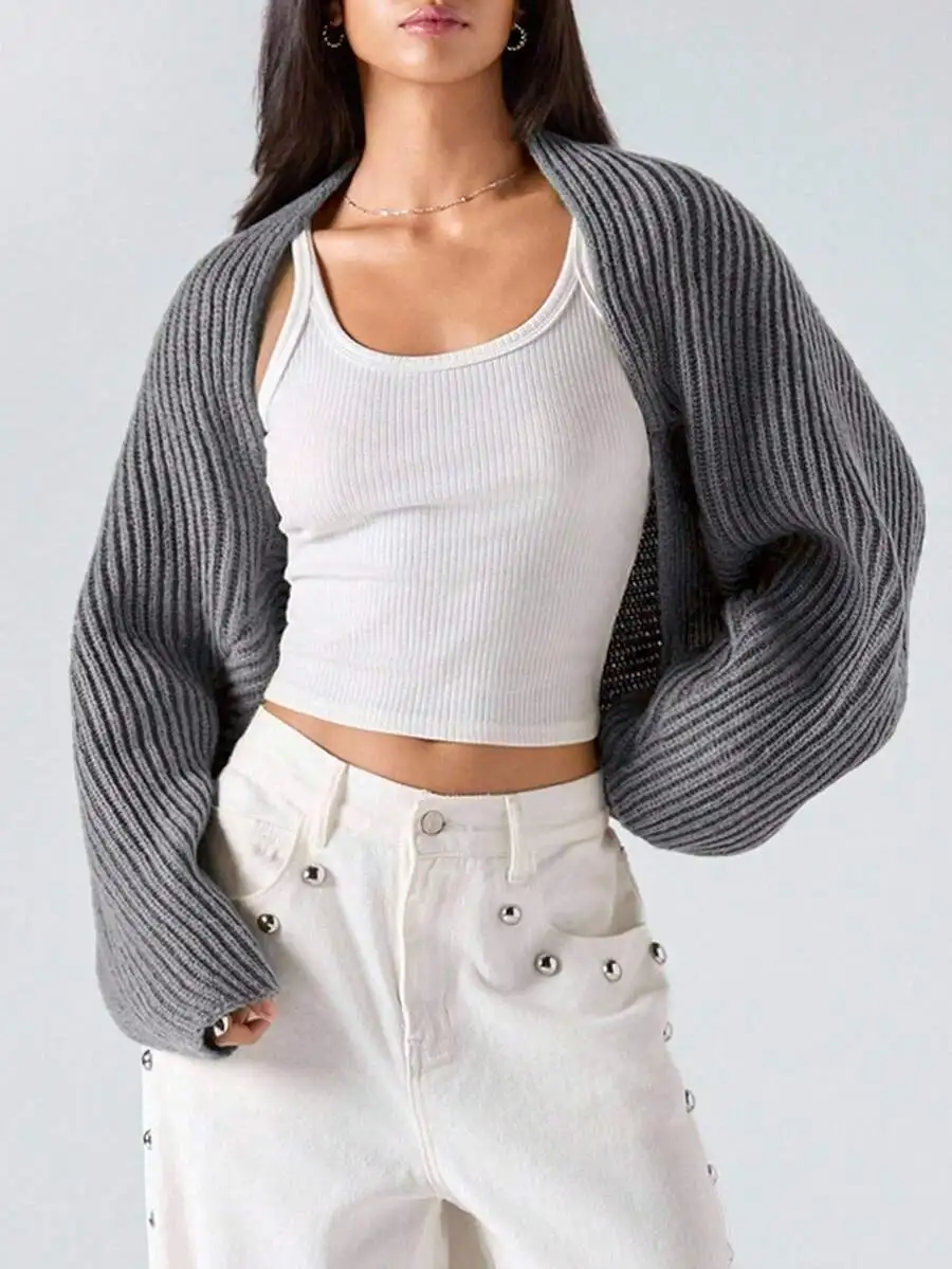 Ribbed Knit Cropped Cardigan For Women Casual Solid Color Spring Autumn Shrug
Ribbed Knit Cropped Cardigan For Women Casual Solid Color Spring Autumn Shrug