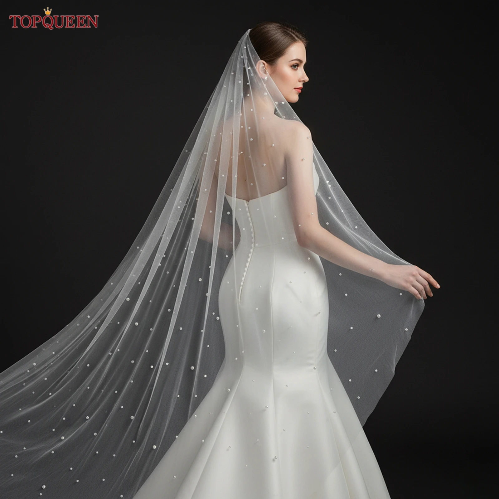 TOPQUEEN жемчужная свадебная фата, 1 слой, мягкая фата, расшитая бисером, свадебные аксессуары, 3 м, соборная длина, фата, настраиваемая V01
TOPQUEEN жемчужная свадебная фата, 1 слой, мягкая фата, расшитая бисером, свадебные аксессуары, 3 м, соборная длина, фата, настраиваемая V01