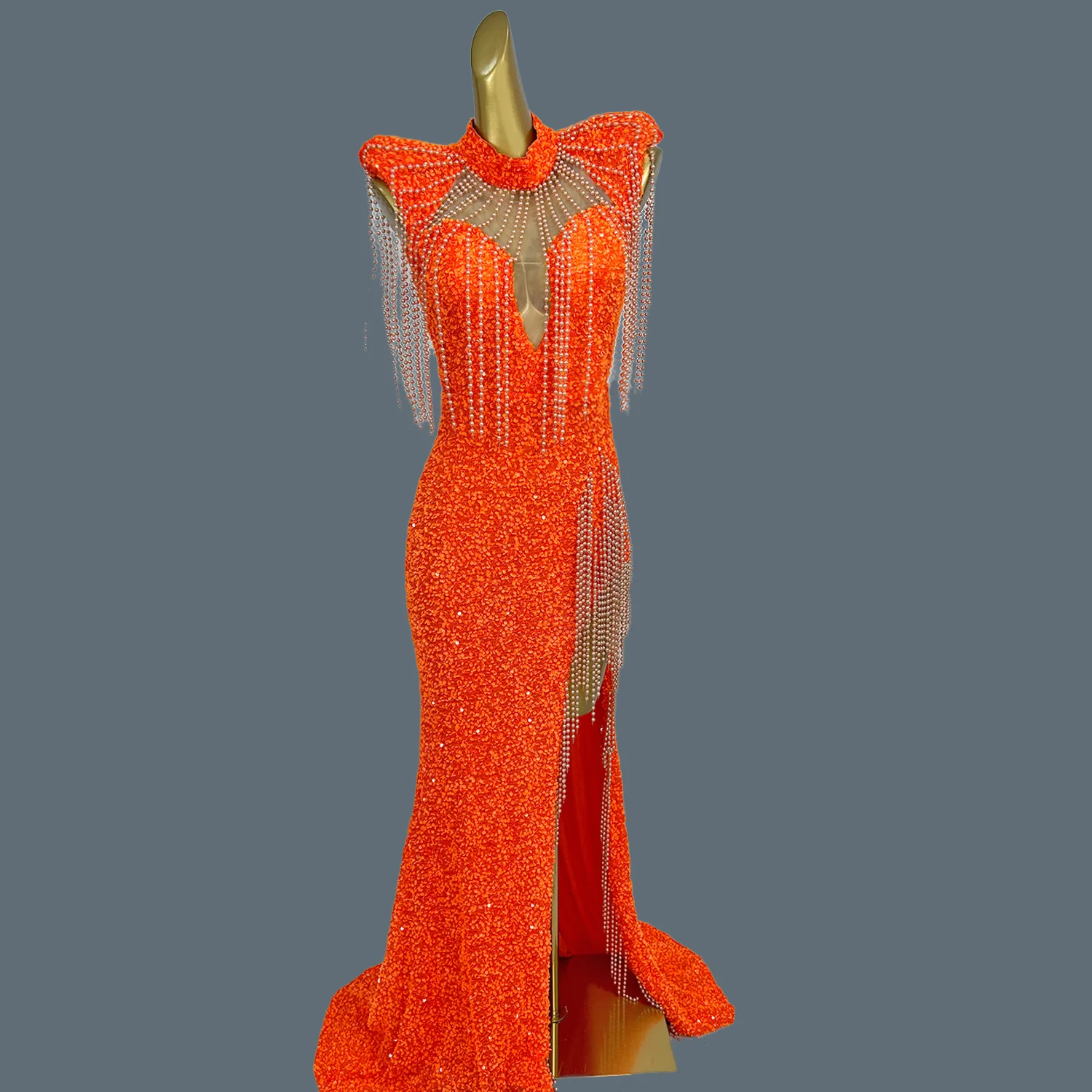 Full Sequins Luxury Orange Evening Gown Elegant Women High Side Slits Long Dress ClubPearls Tassel Dress Celebrate Sexy Dress
Full Sequins Luxury Orange Evening Gown Elegant Women High Side Slits Long Dress ClubPearls Tassel Dress Celebrate Sexy Dress