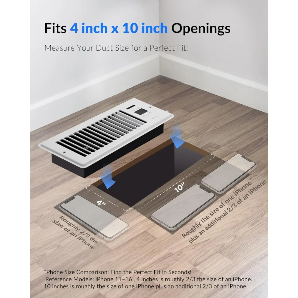 Super Quiet Register Booster Fan for Register Holes, Smart Register Vent with Dual Intelligent Thermostat and WIFI App Control
Super Quiet Register Booster Fan for Register Holes, Smart Register Vent with Dual Intelligent Thermostat and WIFI App Control