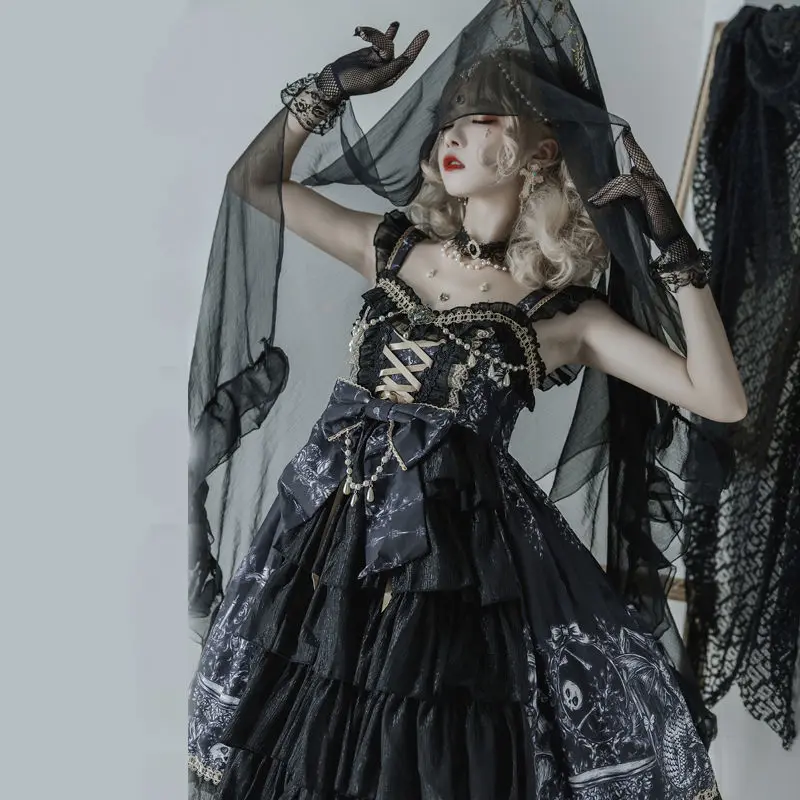 Exquisite strap design Lolita Dragon Witch Gothic style dark JSK suspender dress Gothic Victorian retro lace suspender dress
Exquisite strap design Lolita Dragon Witch Gothic style dark JSK suspender dress Gothic Victorian retro lace suspender dress
