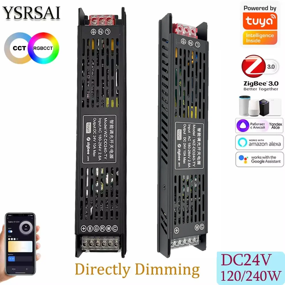 DC24V Tuya Zigbee Dimmer Transformer 2in1 Dimmable Led Driver 120W 240W Dual White RGBCCT Voice APP Control for Alexa Google
DC24V Tuya Zigbee Dimmer Transformer 2in1 Dimmable Led Driver 120W 240W Dual White RGBCCT Voice APP Control for Alexa Google