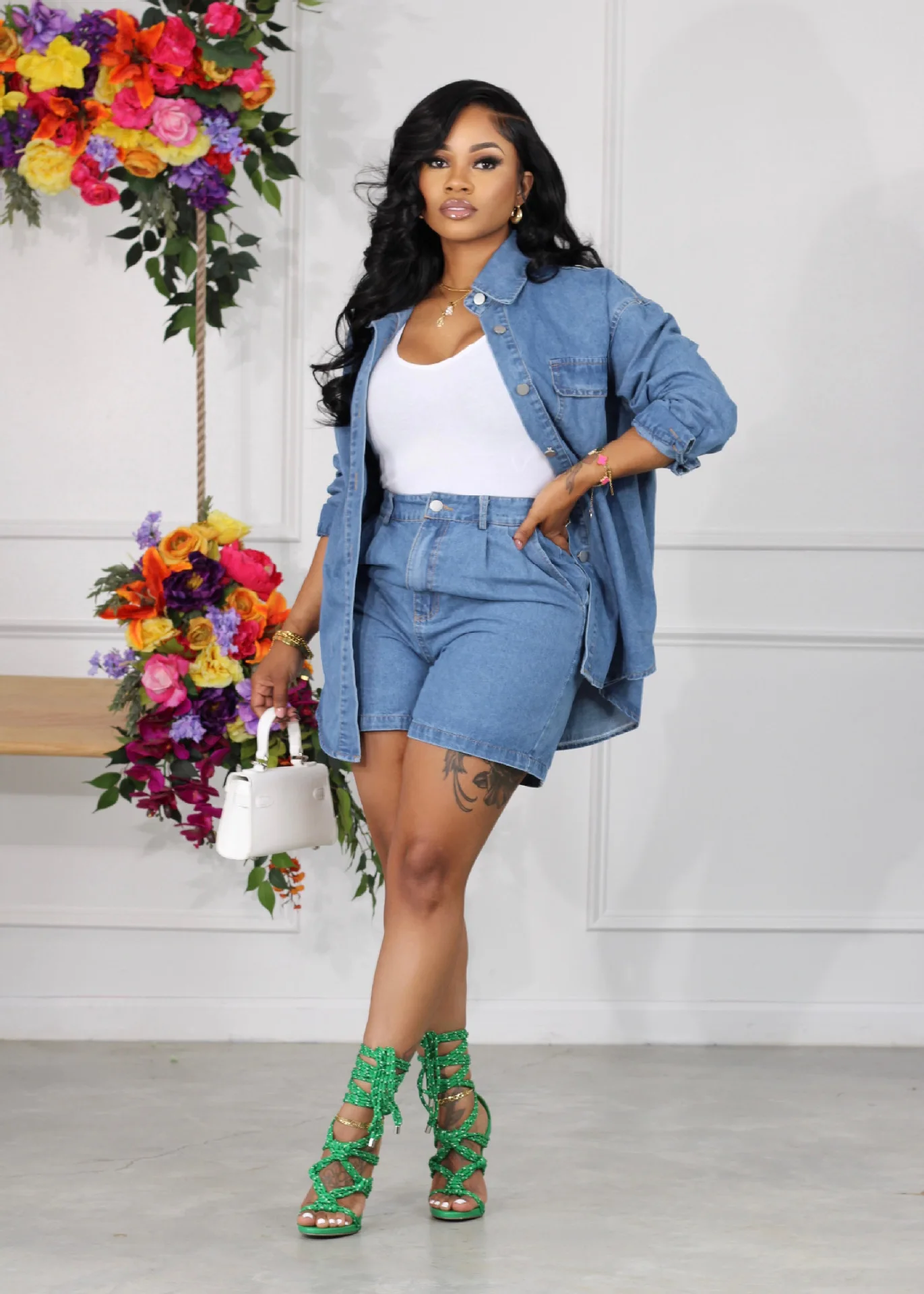 Spring Autumn Casual Denim 2 Piece Set Women Fashion Solid Two Piece Outfit Button Down Shirt Tops Coat Shorts Suit Women Sets
Spring Autumn Casual Denim 2 Piece Set Women Fashion Solid Two Piece Outfit Button Down Shirt Tops Coat Shorts Suit Women Sets
