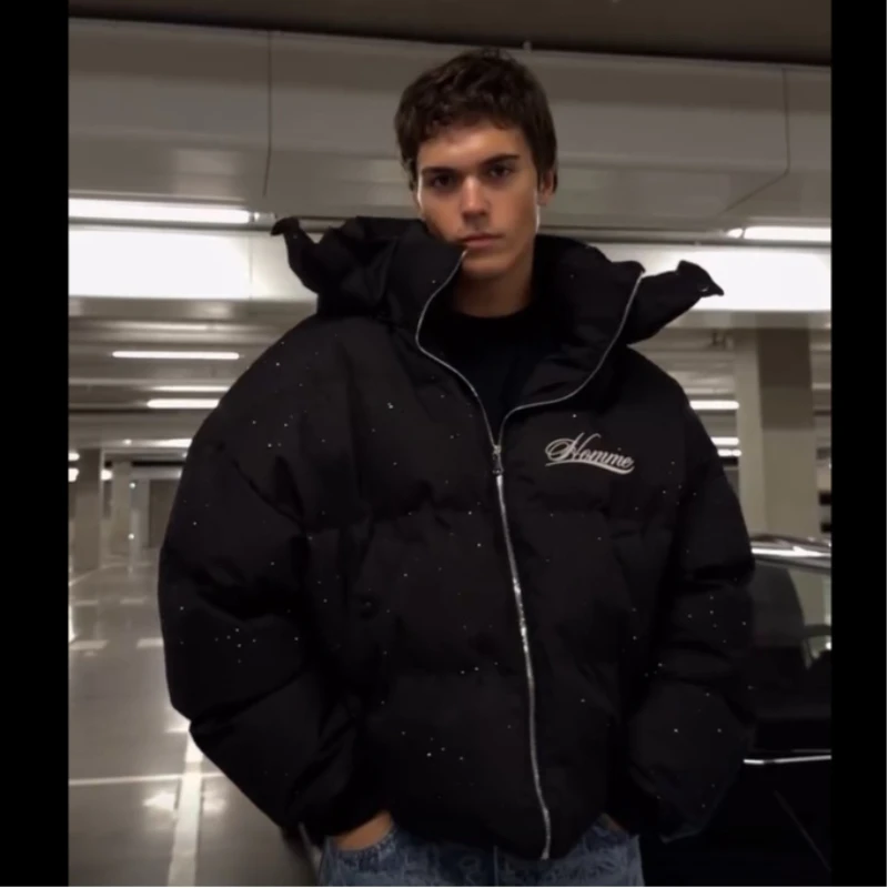 Y2k Harajuku rhinestone print fashion High Street winter warm zipper thickened personalized women's cotton jacket down jackets
Y2k Harajuku rhinestone print fashion High Street winter warm zipper thickened personalized women's cotton jacket down jackets