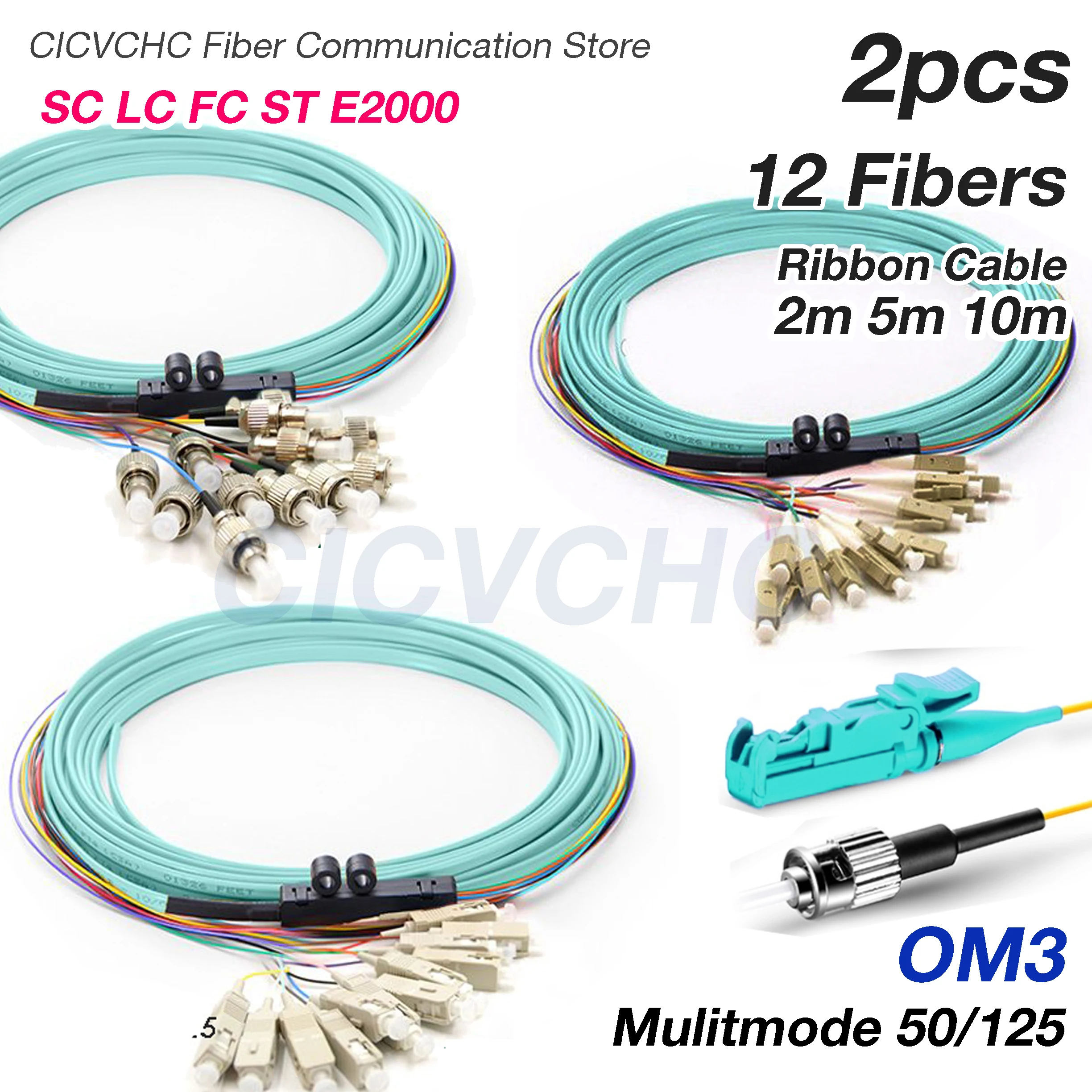2pcs 12 Core Optical Fiber Ribbon Cable-SC LC FC E2000 UPC Multimode 50/125 OM3 Branch kit Pigtail 2m 5m 10m
2pcs 12 Core Optical Fiber Ribbon Cable-SC LC FC E2000 UPC Multimode 50/125 OM3 Branch kit Pigtail 2m 5m 10m