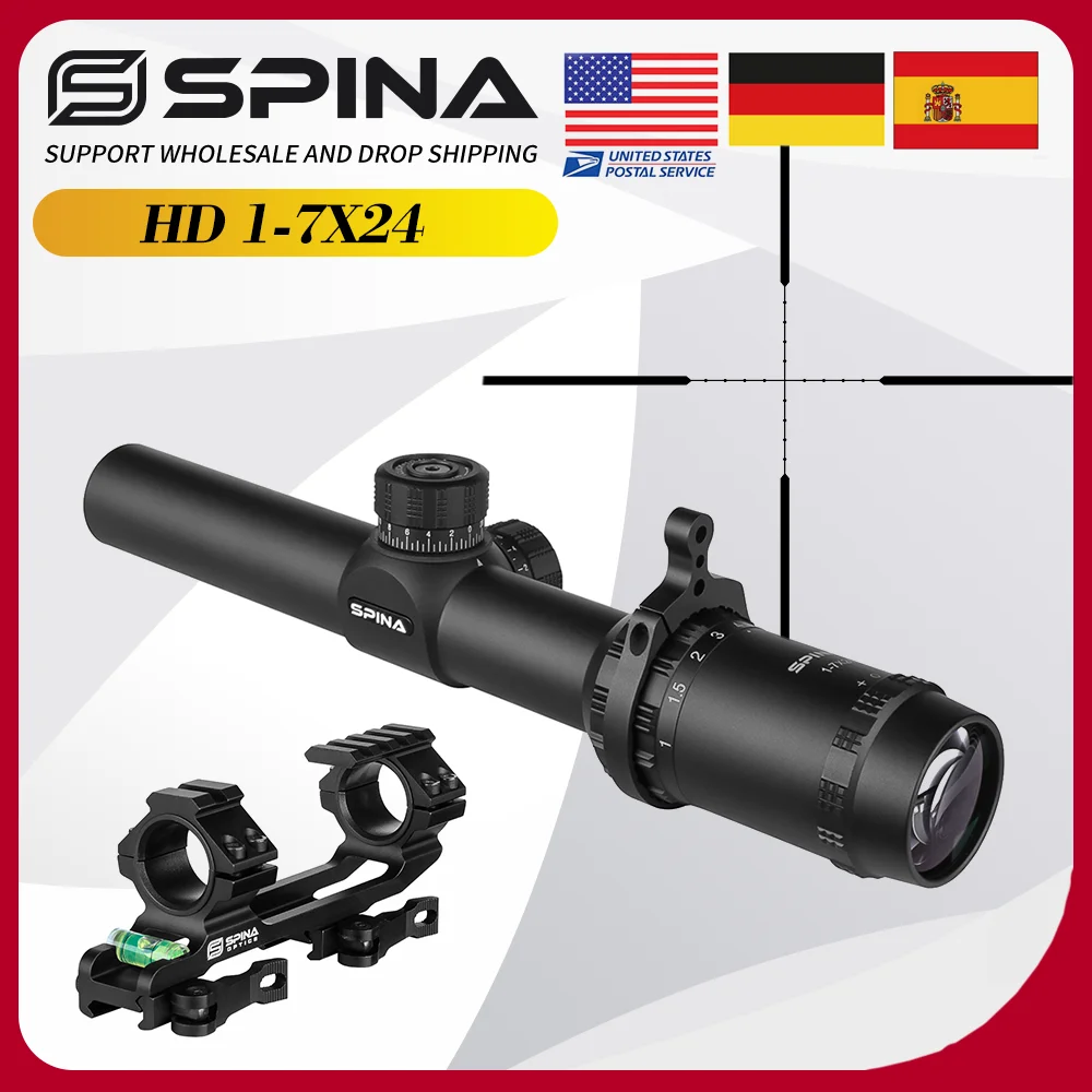 Оптический прицел SPINA HD 1-7X24, прицел для охотничьей винтовки, оптический прицел с точкой, тактический оптический прицел для AR15.308.556etc
Оптический прицел SPINA HD 1-7X24, прицел для охотничьей винтовки, оптический прицел с точкой, тактический оптический прицел для AR15.308.556etc