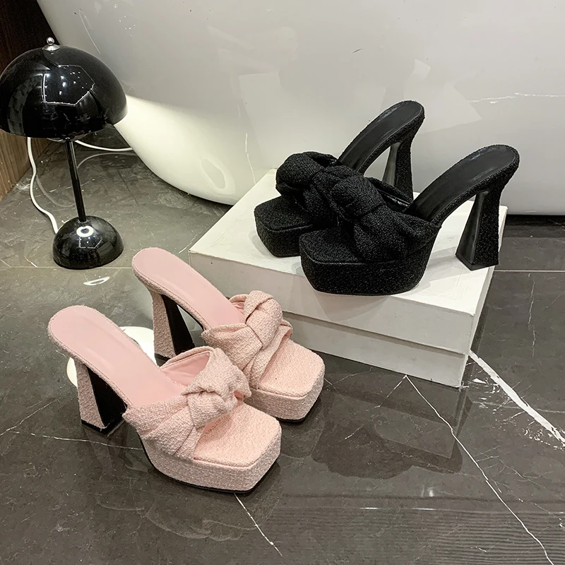 Summer High Heel Women Slippers Shoes Fashion Open Toe Butterfly-knot Shoes Ladies Sexy Club Stripper Sandalias
Summer High Heel Women Slippers Shoes Fashion Open Toe Butterfly-knot Shoes Ladies Sexy Club Stripper Sandalias