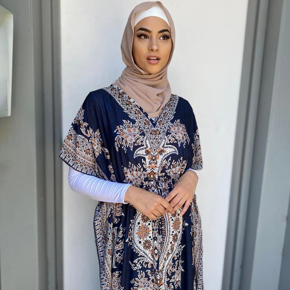 Fashion Muslim Long Sleeve Dress Kaftan Batwing Print Abaya Dubai Marocain Turkish Women's Summer Dress Caftan Clothing
Fashion Muslim Long Sleeve Dress Kaftan Batwing Print Abaya Dubai Marocain Turkish Women's Summer Dress Caftan Clothing