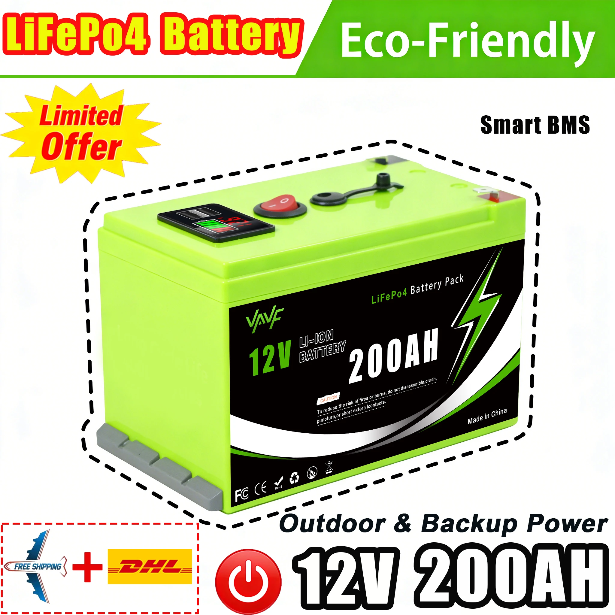 Литиевая батарея 12 В, 200 Ач, LiFePO4, батарея с интеллектуальным BMS-издание для солнечной энергии, автофургонов, морских и внедорожников, домашнего хранения энергии
Литиевая батарея 12 В, 200 Ач, LiFePO4, батарея с интеллектуальным BMS-издание для солнечной энергии, автофургонов, морских и внедорожников, домашнего хранения энергии