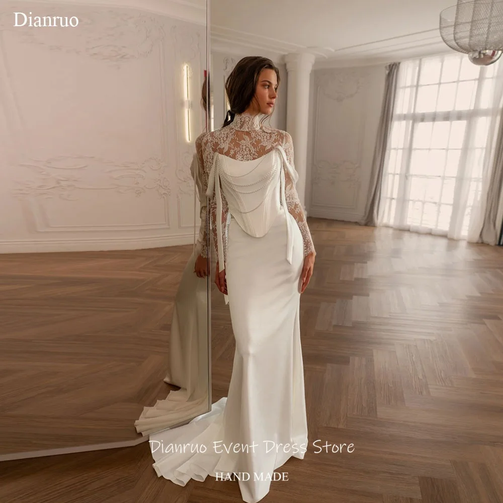 Dianruo Delicate Lace Maxi Mermaid Wedding Dress Long Sleeves Dresses For Women High Neckline Modern Evening Dresses Customized
Dianruo Delicate Lace Maxi Mermaid Wedding Dress Long Sleeves Dresses For Women High Neckline Modern Evening Dresses Customized