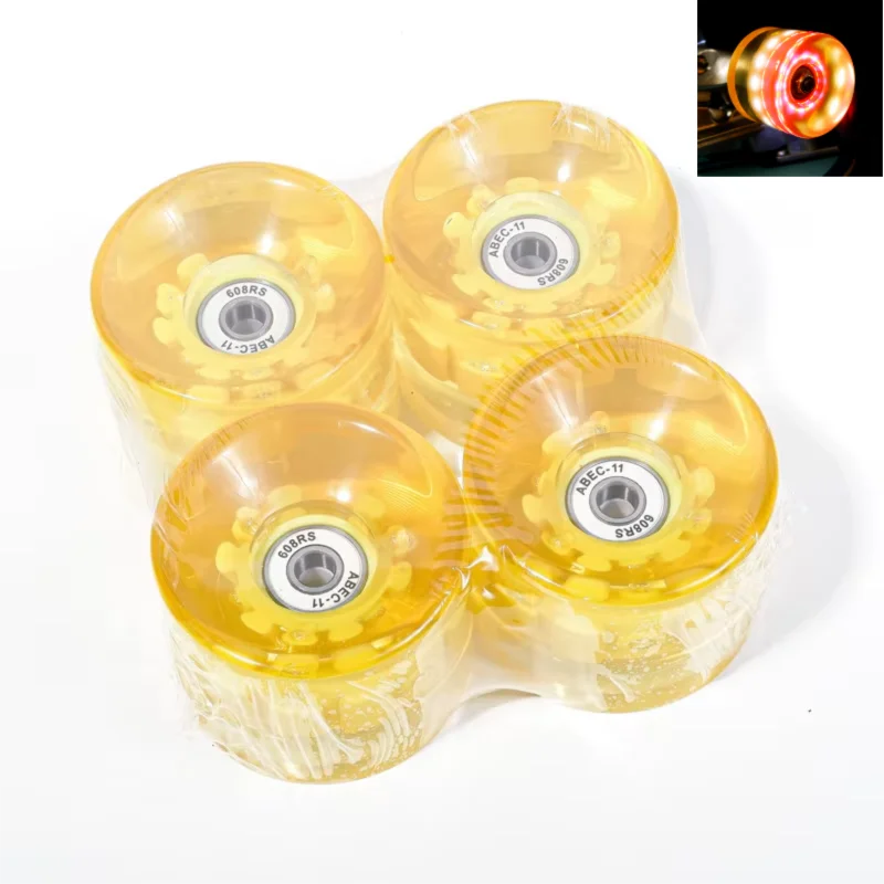 65*40mm Flashing Skateboard Wheel 6Lights Transparent With ABEC11 Bearings For LandSurfboard Double Kick Board Cruiser Longboard
65*40mm Flashing Skateboard Wheel 6Lights Transparent With ABEC11 Bearings For LandSurfboard Double Kick Board Cruiser Longboard