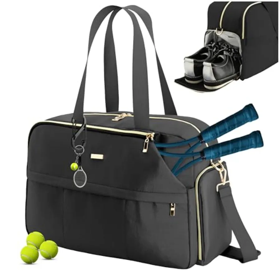Tennis Bag for Women with Shoe Compartment, Large Tennis Racket Bag Fits 2 Racquets, Pickleball Gym Sports Tote with Shoulder S
Tennis Bag for Women with Shoe Compartment, Large Tennis Racket Bag Fits 2 Racquets, Pickleball Gym Sports Tote with Shoulder S