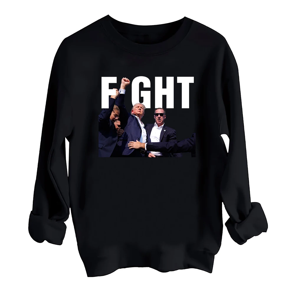 Trump Fight! Trump Never Stop Fighting Sweatshirt Harajuku Round Neck Long Sleeve Oversize Hoodie
Trump Fight! Trump Never Stop Fighting Sweatshirt Harajuku Round Neck Long Sleeve Oversize Hoodie