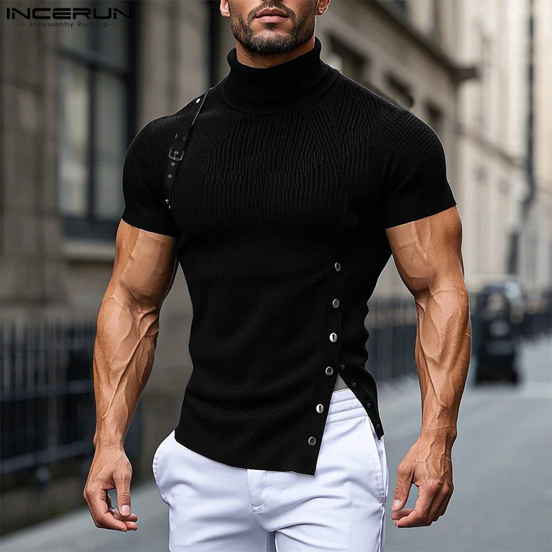 INCERUN Tops American Style Fashion Men's Knitted Texture Metal Buckle T-shirt Casual Simple Summer Solid Short Sleeved Camiseta
INCERUN Tops American Style Fashion Men's Knitted Texture Metal Buckle T-shirt Casual Simple Summer Solid Short Sleeved Camiseta