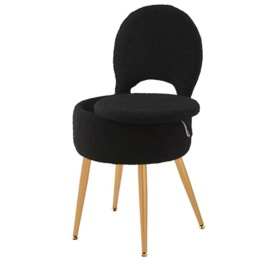 Small Vanity Stool Chair with Storage and Folding Back4 Metal Legs with Anti-Slip Feet Round Ottoman with Velvet Seat Furry Pad
Small Vanity Stool Chair with Storage and Folding Back4 Metal Legs with Anti-Slip Feet Round Ottoman with Velvet Seat Furry Pad