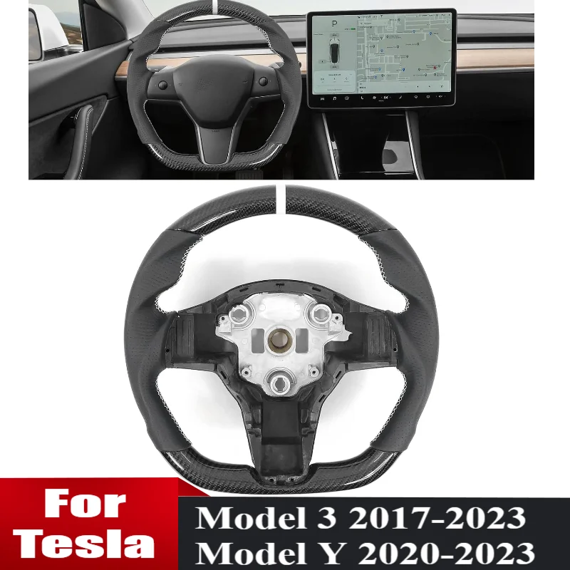 Руль из углеродного волокна для Tesla Model 3 2017-2023 Model Y 2020-2023, перфорированный кожаный автомобильный руль, плоский D-образный
Руль из углеродного волокна для Tesla Model 3 2017-2023 Model Y 2020-2023, перфорированный кожаный автомобильный руль, плоский D-образный