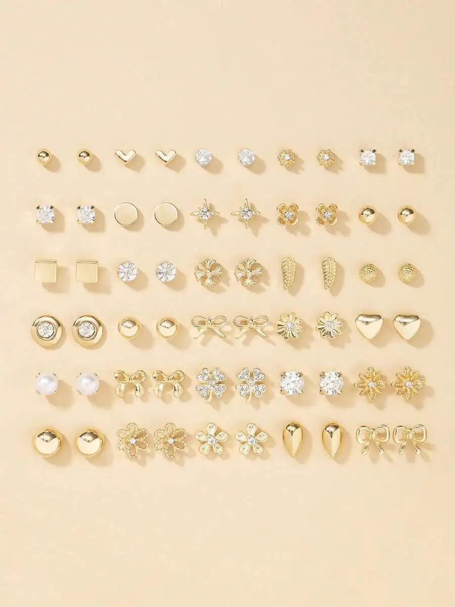 30 Pairs Womens Fashion Earrings Set With Crystal Pearl Bow Flower Heart Designs
30 Pairs Womens Fashion Earrings Set With Crystal Pearl Bow Flower Heart Designs