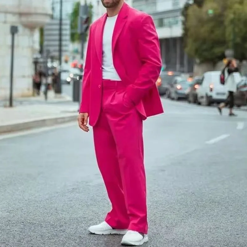 2 Pieces Street Wear Fuchsia Men Suits Groom Party Wedding Peaked Lapel Terno Masculino Tuxedos Costume Homme Male Blazer Sets
2 Pieces Street Wear Fuchsia Men Suits Groom Party Wedding Peaked Lapel Terno Masculino Tuxedos Costume Homme Male Blazer Sets