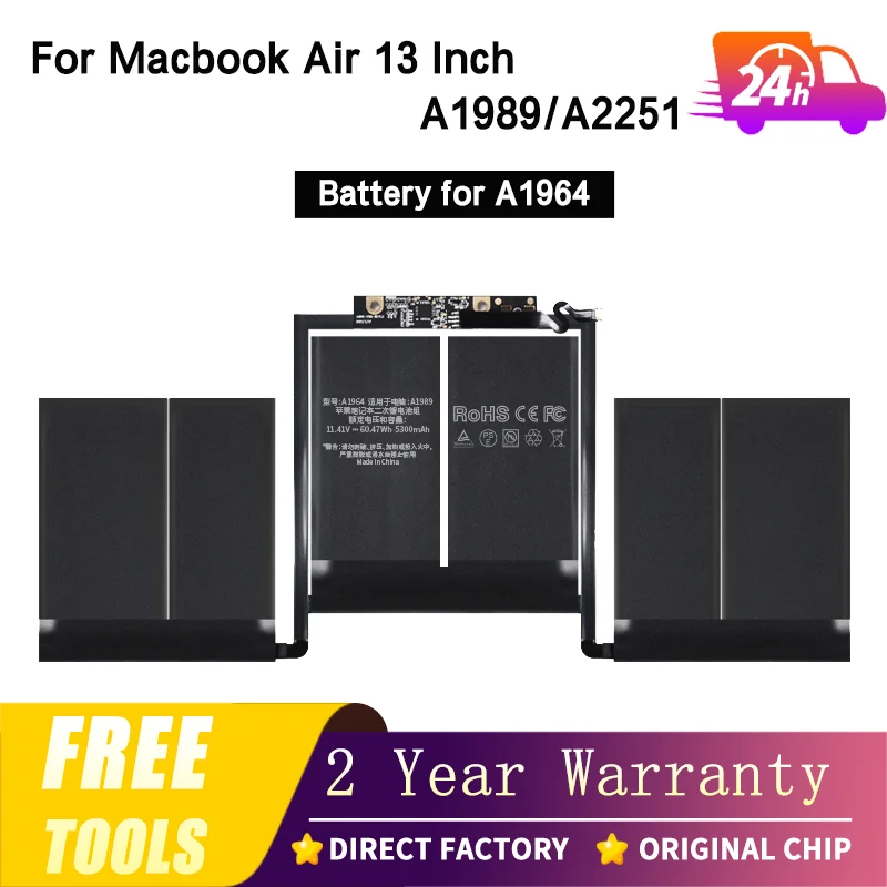 Battery for Apple MacBook Pro 13-inch A1989 Mid 2018 2019 EMC 3214 EMC 3358 Replacement with Repair Tools Laptop A1964 Batteria
Battery for Apple MacBook Pro 13-inch A1989 Mid 2018 2019 EMC 3214 EMC 3358 Replacement with Repair Tools Laptop A1964 Batteria