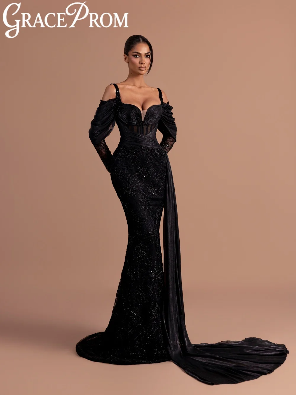Elegant Black Beaded Evening Dress Luxury Thin Straps Mermaid Long Wedding Party Gowns Customized Chic Charming Banquet Gowns
Elegant Black Beaded Evening Dress Luxury Thin Straps Mermaid Long Wedding Party Gowns Customized Chic Charming Banquet Gowns