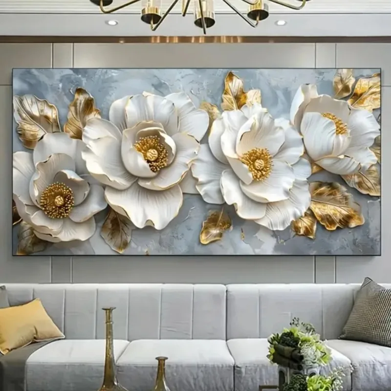 Elegant Style Canvas Poster Prints Art, Frameless Modern Floral Wall Arts Decor, White Flowers with Golden Accents for Livin
Elegant Style Canvas Poster Prints Art, Frameless Modern Floral Wall Arts Decor, White Flowers with Golden Accents for Livin
