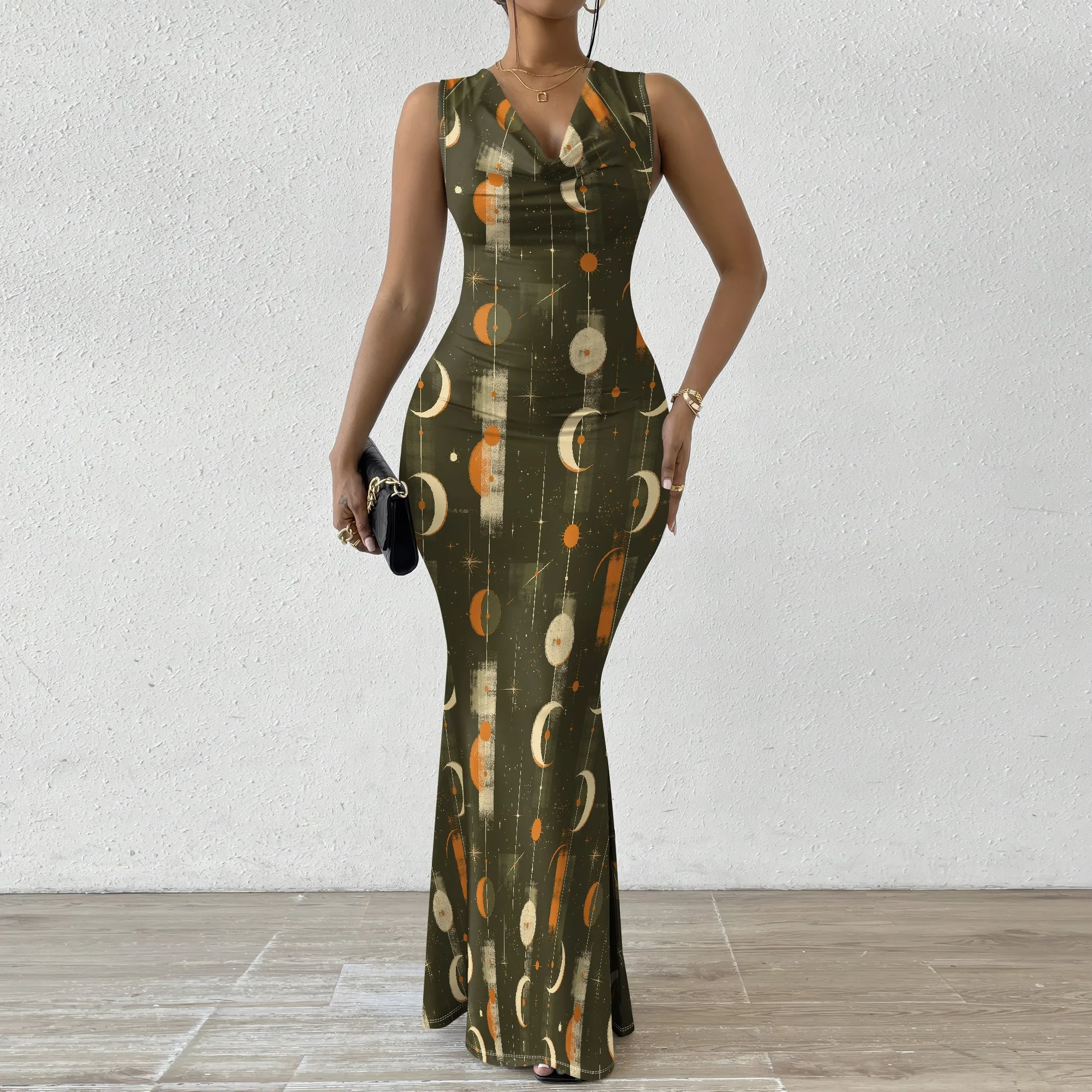 Vintage Astrology Print Maxi Dress Retro Moon Pattern S-2XL Olive Green Fall Look for Thanksgiving or Streetwear Style
Vintage Astrology Print Maxi Dress Retro Moon Pattern S-2XL Olive Green Fall Look for Thanksgiving or Streetwear Style