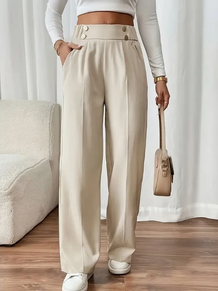 Spring Summer Casual Loose Pocket Lady Pants New Fashion Wide Leg Long Pants Women Solid Color High Waist Trousers Women
Spring Summer Casual Loose Pocket Lady Pants New Fashion Wide Leg Long Pants Women Solid Color High Waist Trousers Women