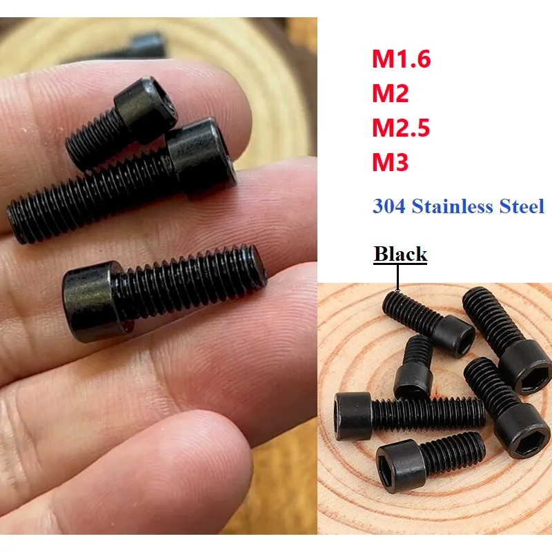 Guangluo M1.6 M2 M2.5 M3 Black SUS304 Stainless Steel Hexagon Hex Socket Round Cap Head Allen Key Bolt Screw
Guangluo M1.6 M2 M2.5 M3 Black SUS304 Stainless Steel Hexagon Hex Socket Round Cap Head Allen Key Bolt Screw