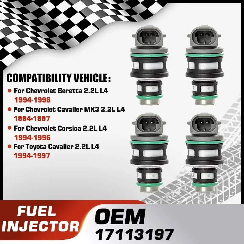 Fuel Injectors For Chevrolet Beretta 2.2L L4 Chevy Cavalier MK3 2.2L L4 Chevy Corsica 2.2L L4 Toyota Cavalier 2.2L L4 1994-1997
Fuel Injectors For Chevrolet Beretta 2.2L L4 Chevy Cavalier MK3 2.2L L4 Chevy Corsica 2.2L L4 Toyota Cavalier 2.2L L4 1994-1997