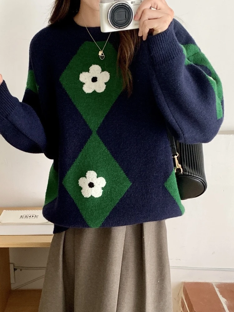 Hsa 2022 Winter Christmas Sweater Pullovers Floral Argyle Knitted Pull Jumpers Long Sleeve Knitted Retro Korean Style Outwear
Hsa 2022 Winter Christmas Sweater Pullovers Floral Argyle Knitted Pull Jumpers Long Sleeve Knitted Retro Korean Style Outwear