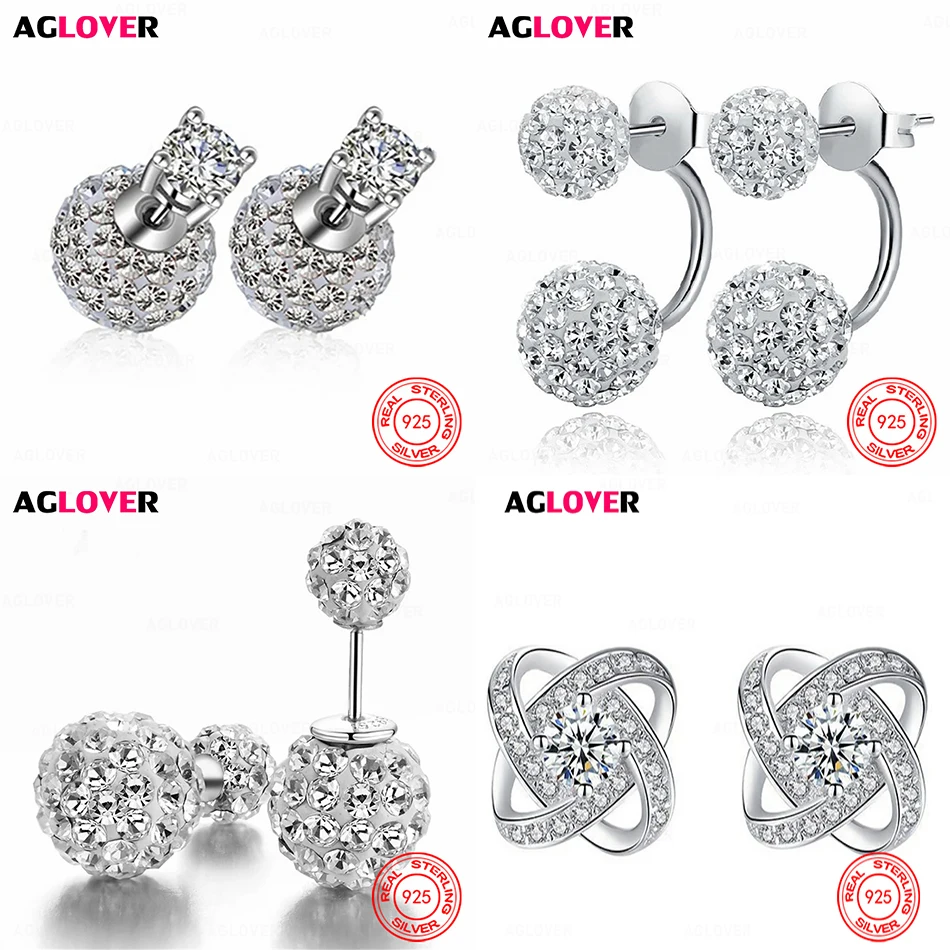 AGLOVER 925 Sterling Silver Back-Hanging Double Ball Zircon Earrings Women Charm Fashion Engagement Holiday Gift Jewelry
AGLOVER 925 Sterling Silver Back-Hanging Double Ball Zircon Earrings Women Charm Fashion Engagement Holiday Gift Jewelry