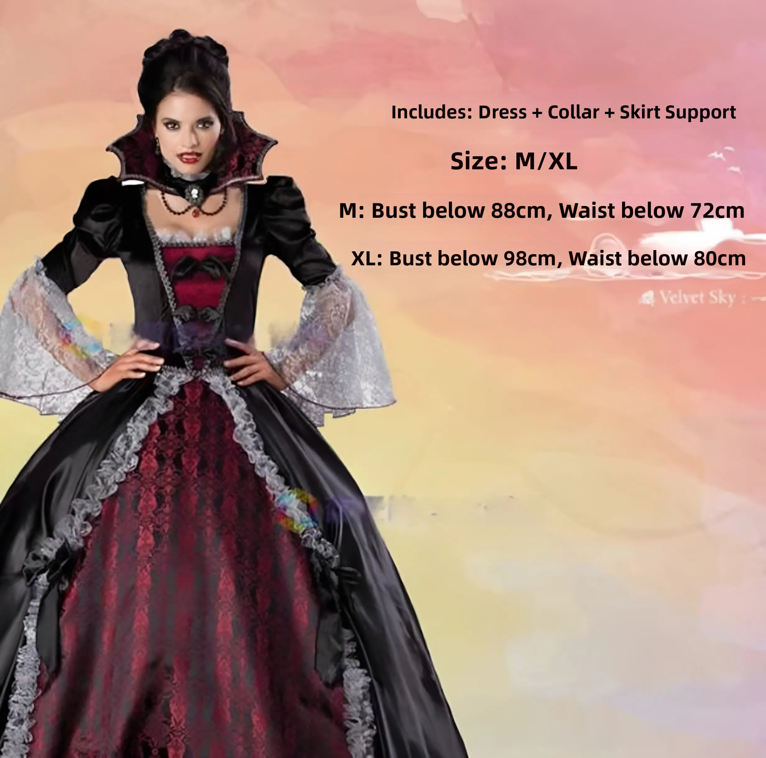 New Game Uniform Gothic Dress Halloween Queen Dress Women's Classic Style Polyester Fiber Three-acetate Fiber Dress
New Game Uniform Gothic Dress Halloween Queen Dress Women's Classic Style Polyester Fiber Three-acetate Fiber Dress