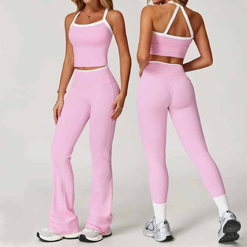 Yoga Set 2 Pieces Women's Tracksuit Halter Sport Crop Top High Waist Flare Leggings Fitness Suit Gym Workout Athletic Clothes
Yoga Set 2 Pieces Women's Tracksuit Halter Sport Crop Top High Waist Flare Leggings Fitness Suit Gym Workout Athletic Clothes