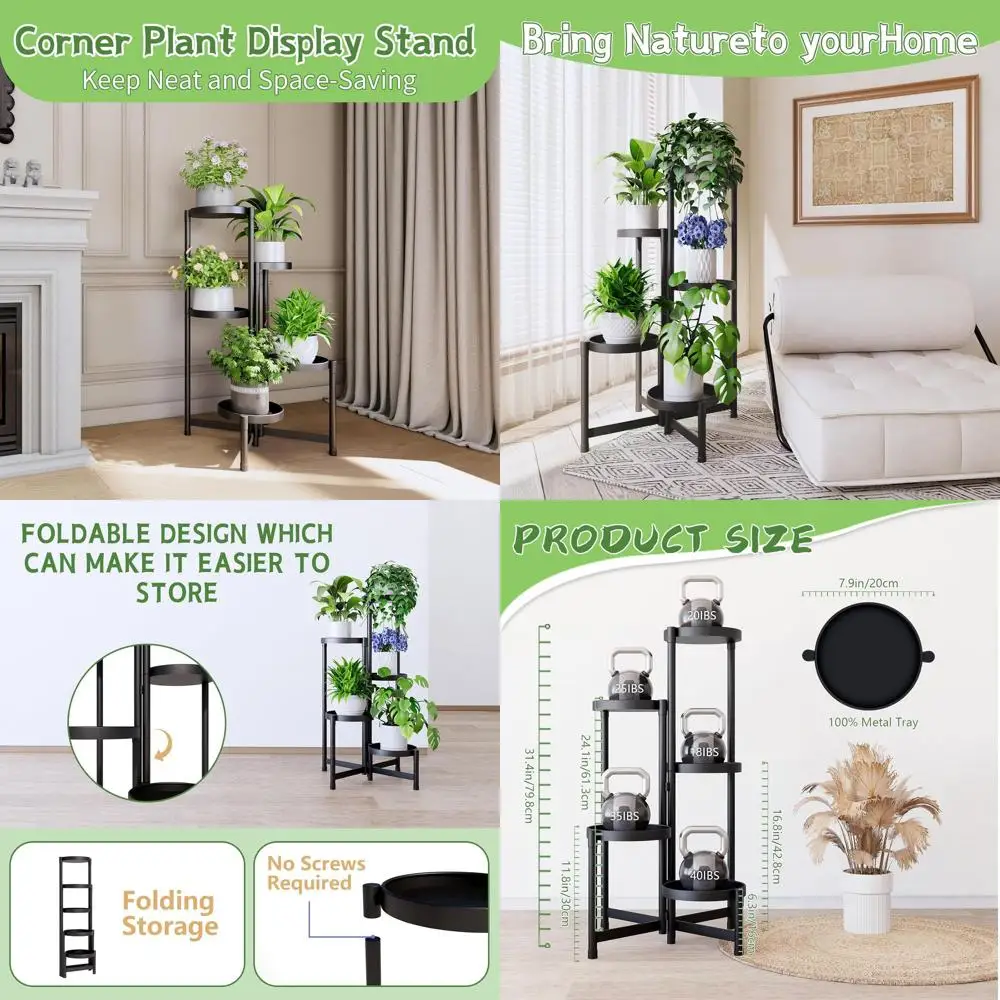 5-Tier Metal Plant Stand - Indoor/Outdoor Tall Holder for Multiple Plants, Heavy Duty, Black
5-Tier Metal Plant Stand - Indoor/Outdoor Tall Holder for Multiple Plants, Heavy Duty, Black