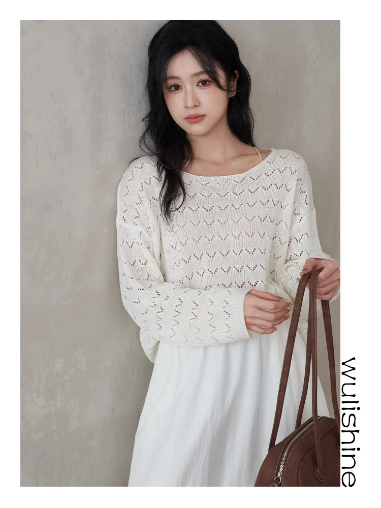 Loose Fit round Neck Knitted Top Linen Hollow out Design Casual Style Women's Fashion Breathable Comfortable Airy Feel W037
Loose Fit round Neck Knitted Top Linen Hollow out Design Casual Style Women's Fashion Breathable Comfortable Airy Feel W037