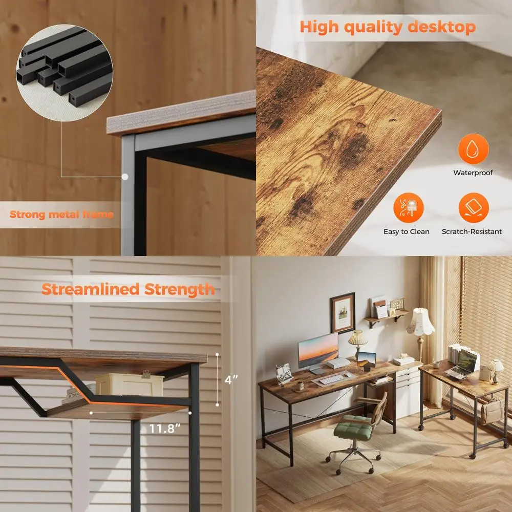 48-Inch Adjustable Height Desk with Shelf and 32-Inch Rolling Office Desk, Ideal for Small Spaces, Home Office, Study, Writing,
48-Inch Adjustable Height Desk with Shelf and 32-Inch Rolling Office Desk, Ideal for Small Spaces, Home Office, Study, Writing,